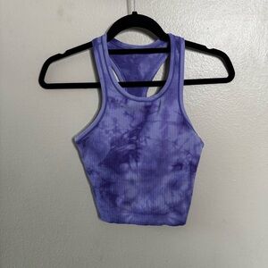 Lululemon Ebb to Street Purple Tie-Dye Ribbed Racerback Crop Tank size 4
